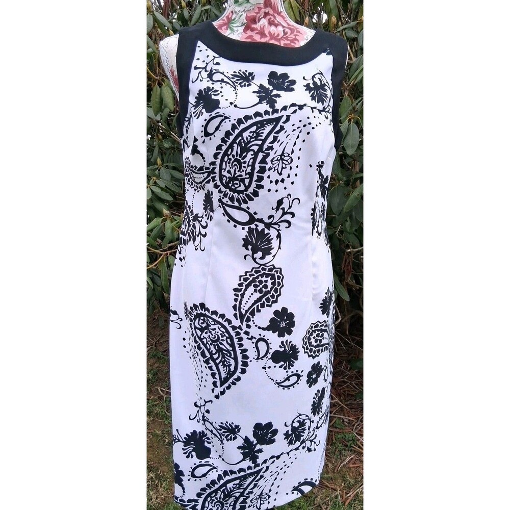 Ronni Nicole Black White Paisley Sheath Dress Women 8 Summer Resortwear Festival